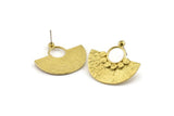 Brass Earring Posts, 2 Raw Brass Semi Circle Stud Earrings (31x28mm) N0954