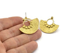 Brass Earring Posts, 2 Raw Brass Semi Circle Stud Earrings (31x28mm) N0954