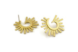 Brass Earring Findings, 2 Raw Brass Sunshine Earring Findings (28x23mm) N0960