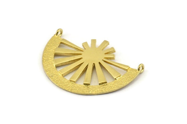 Brass Ethnic Pendant, Raw Brass Semi Circle Pendant With 2 Loops (36x27mm) N0972