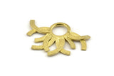 Brass Badge Charm, Raw Brass Rosette Charms, Pendants, Earrings, Findings (35x24mm) N0969
