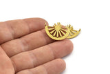 Brass Ethnic Pendant, Raw Brass Semi Circle Pendant With 2 Loops (24x17mm) N0974