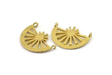 Brass Ethnic Pendant, Raw Brass Semi Circle Pendant With 2 Loops (24x17mm) N0974