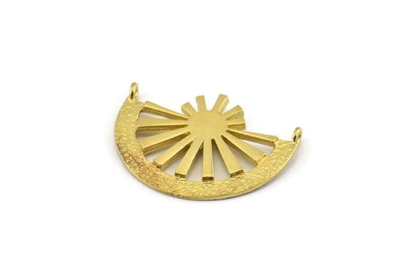 Brass Ethnic Pendant, Raw Brass Semi Circle Pendant With 2 Loops (30x22mm) N0973