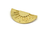 Brass Semi Circle, 2 Raw Brass Sunshine Pendant With 2 Loops, Findings, Charms (38x19mm) N0993