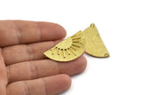 Brass Semi Circle, 2 Raw Brass Sunshine Pendant With 2 Loops, Findings, Charms (38x19mm) N0993