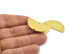 Brass Half Moon, Hammered Raw Brass Semi Circle Blanks With 2 Holes (34x16x1mm) N0995