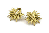 Brass Shell Earring, 2 Raw Brass Cowrie Shell Stud Earrings, Findings (34x31mm) N1006