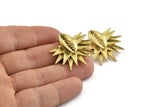 Brass Shell Earring, 2 Raw Brass Cowrie Shell Stud Earrings, Findings (34x31mm) N1006