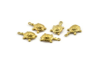 Brass Turtle Charm, Raw Brass Turtle Charm Earrings With 1 Loop, Pendants, Findings (10x18mm) N0997