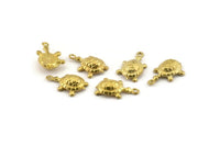 Brass Turtle Charm, Raw Brass Turtle Charm Earrings With 1 Loop, Pendants, Findings (10x18mm) N0997