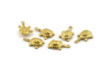 Brass Turtle Charm, Raw Brass Turtle Charm Earrings With 1 Loop, Pendants, Findings (10x18mm) N0997