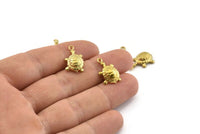 Brass Turtle Charm, Raw Brass Turtle Charm Earrings With 1 Loop, Pendants, Findings (10x18mm) N0997