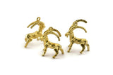 Brass Goat Charm, Raw Brass Mountain Goat Charm Earrings With 1 Loop, Pendants, Findings (17x20mm) N0999