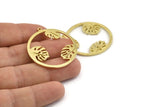 Brass Monstera Charm, Raw Brass Monstera Charms With 1 Loop (36x34x1.5mm) N1351