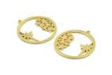 Brass Star Charm, Raw Brass Star Charms With 1 Loop (37x34x1.5mm) N1352
