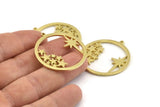Brass Star Charm, Raw Brass Star Charms With 1 Loop (37x34x1.5mm) N1352