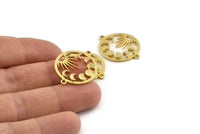 Moon Phases Charm, Raw Brass Crescent Charms With 2 Loops, Connectors, Bracelet Parts (22mm) N1356