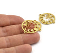 Moon Phases Charm, Raw Brass Crescent Charms With 2 Loops, Connectors, Bracelet Parts (22mm) N1356