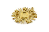 Brass Sun Charm, 2 Raw Brass Sun And Star With 1 Loop, Pendants - Pad Size 8mm (31x29mm) N1350