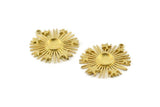 Brass Sun Charm, 2 Raw Brass Sun And Star With 1 Loop, Pendants - Pad Size 8mm (31x29mm) N1350
