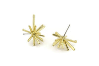Brass Sea Urchin Earring, 4 Raw Brass Sea Urchin Stud Earrings (23x20mm) N1360