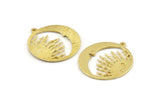 Moon and Sun, 2 Raw Brass, Brass Moon, Brass Sun, Charm Pendant, Brass Pendant, Brass Charm With 1 Loop (32x29x1.2mm) N1354