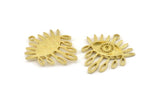 Brass Eye Charm, 2 Raw Brass Eye Charms With 1 Loop, Pendants - Pad Size 3mm (29x25x2mm) N1370