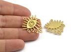 Brass Eye Charm, 2 Raw Brass Eye Charms With 1 Loop, Pendants - Pad Size 3mm (29x25x2mm) N1370
