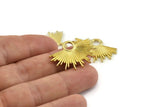 Brass Sun Charm, Raw Brass Sunshine Charms, Pendants, Earrings, Findings  (31x21mm) N0784