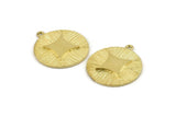 Brass Badge Charm, Raw Brass Rosette Charm Pendants With 1 Loop, Earrings, Findings (25mm) N0788
