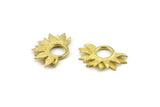 Brass Sunflower Charm, Raw Brass Flower Charms, Pendants, Earrings, Findings (28x19mm) N0787