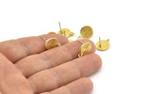 Brass Earring Posts, Raw Brass Round Earring Stud, Earring Charms With 1 Loop (10mm) N0793