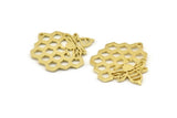 Brass Bee Charm, Raw Brass Honeycomb Charms With 1 Hole, Pendants, Findings (32x31x1.2mm) N1361