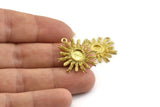Brass Sun Charm, Raw Brass Sunshine Charm Earrings With 1 Loop, Findings, Pendants (25mm) N0810