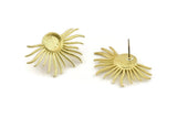 Brass Sun Earring, Raw Brass Sunshine Stud Earrings - Pad Size 8mm N0802