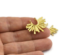 Brass Sun Pendant, Raw Brass Textured Sunshine Charms With 2 Loops (22x30mm) N0815