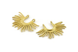 Brass Sun Pendant, 4 Raw Brass Textured Sunshine Charms With 2 Loops (32x22mm) N0819