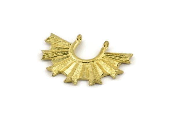 Brass Badge Charm, Raw Brass Rosette Pendants With 2 Loops, Findings (31x22mm) N0823
