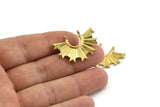 Brass Badge Charm, Raw Brass Rosette Pendants With 2 Loops, Findings (31x22mm) N0823