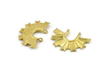 Brass Badge Charm, Raw Brass Rosette Pendants With 2 Loops, Findings (31x22mm) N0823