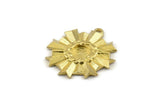Brass Badge Charm, Raw Brass Rosette Charms With 1 Loop, Pendants, Earrings (26x23mm) N0824