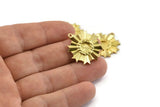 Brass Badge Charm, Raw Brass Rosette Charms With 1 Loop, Pendants, Earrings (26x23mm) N0824