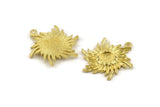 Brass Badge Charm, Raw Brass Rosette Charms With 1 Loop, Pendants, Earrings (26x25mm) N0825
