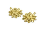 Brass Badge Charm, Raw Brass Rosette Charms With 1 Loop, Pendants, Earrings (28x21mm) N0828