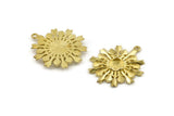 Brass Badge Charm, Raw Brass Rosette Charms With 1 Loop, Pendants, Earrings (28x21mm) N0828