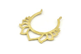 Lotus Flower Pendant, Raw Brass Hammered Lotus Flower Pendants With 2 Loops, Earrings, Charms (46x46mm) N0830