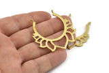 Lotus Flower Pendant, Raw Brass Hammered Lotus Flower Pendants With 2 Loops, Earrings, Charms (46x46mm) N0830