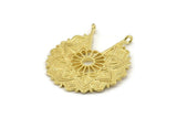 Brass Ethnic Charm, Raw Brass Ethnic Charms With 2 Loops, Earrings, Findings, Pendants (33x30mm) N0834