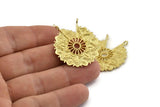 Brass Ethnic Charm, Raw Brass Ethnic Charms With 2 Loops, Earrings, Findings, Pendants (33x30mm) N0834